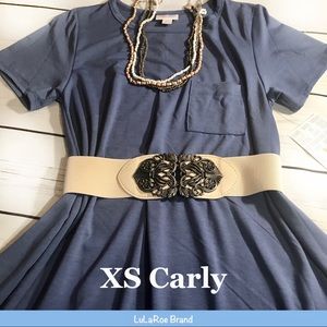 Lularoe Solid Blue Carly XS NWT